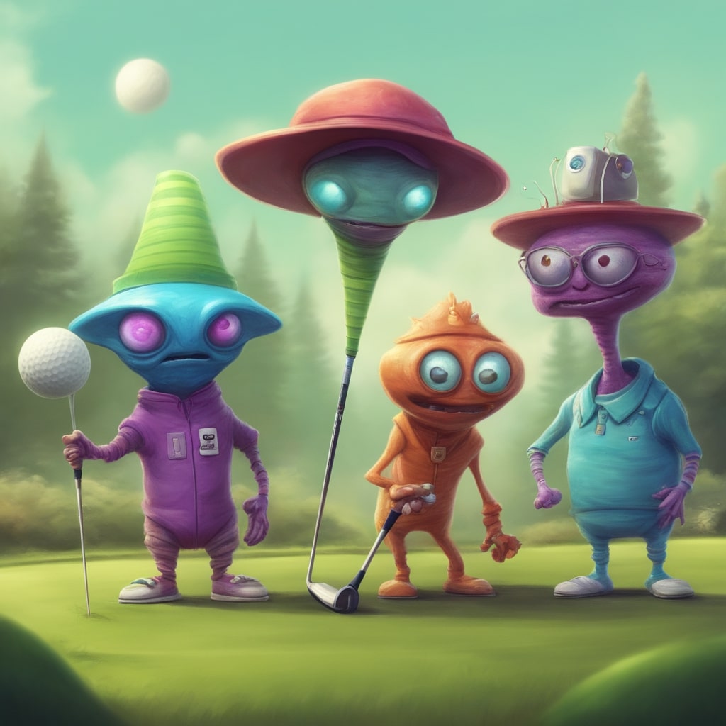 aliens playing golf